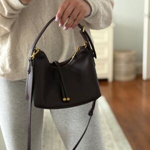 Zara Chocolate Brown Shoulder Bag with Gold Hardware